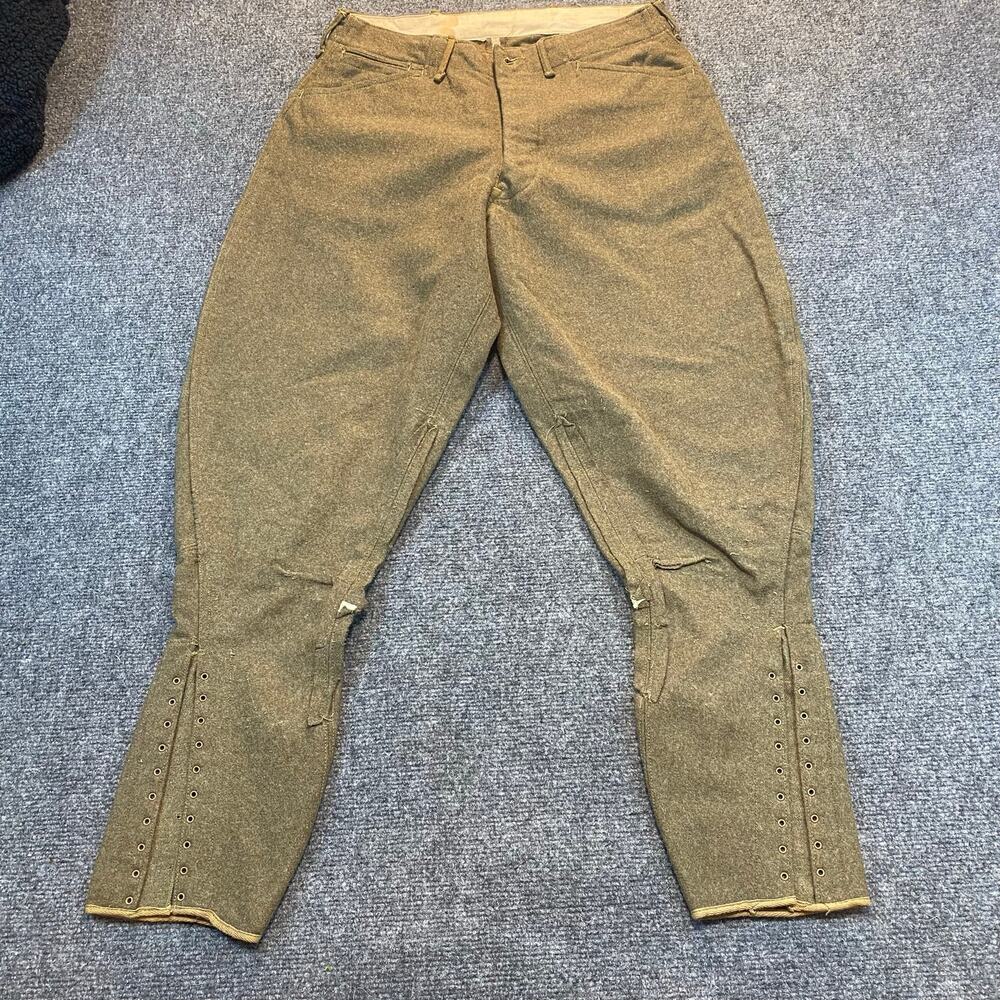 Vintage WWI! US Army Green Jodhpurs Breeches Military Calvary Riding Pants Sz 31